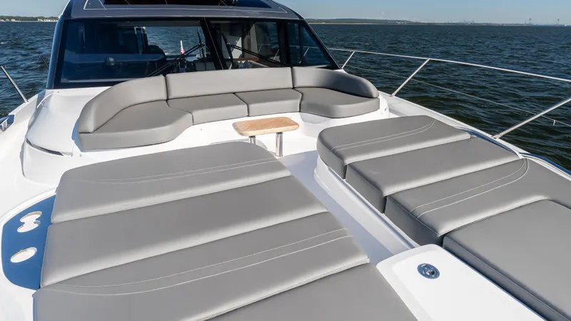 Slide: The Image of Luxurious helm of 2026 Princess S65 Sportbridge yacht with advanced navigation systems. - 40