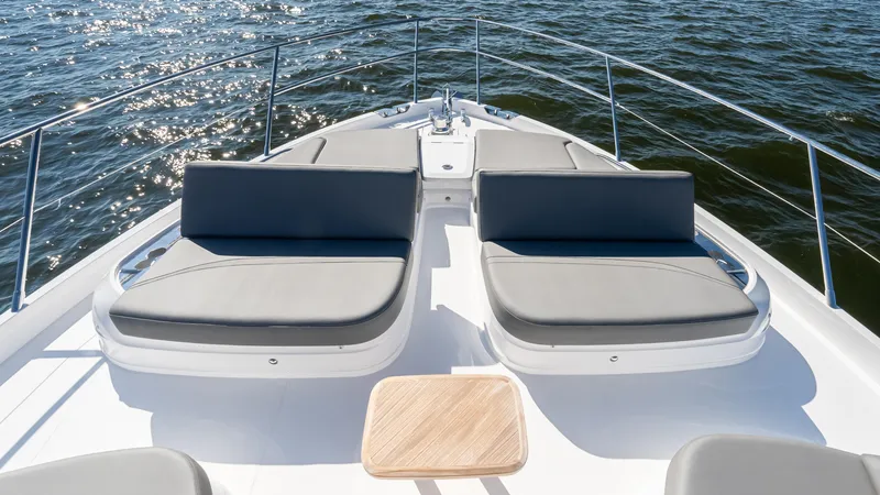 Slide: The Image of Helm of 2026 Princess S65 Sportbridge yacht with advanced navigation displays and controls. - 41