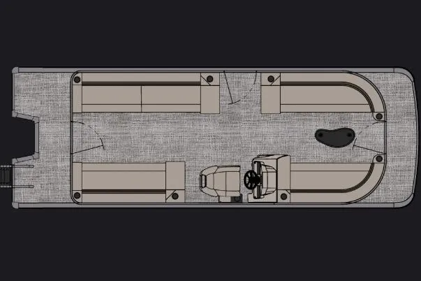 Slide: The Image of 2026 Avalon VLS Quad Lounge pontoon boat on trailer outside dealership. - 3