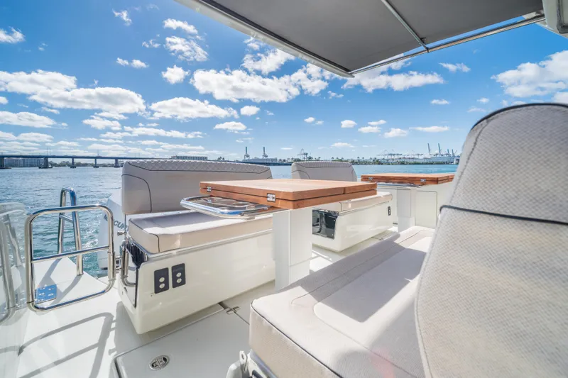 Slide: The Image of Luxurious Catana YOT 36 yacht interior, 2025 model, with ocean view and modern seating. - 15