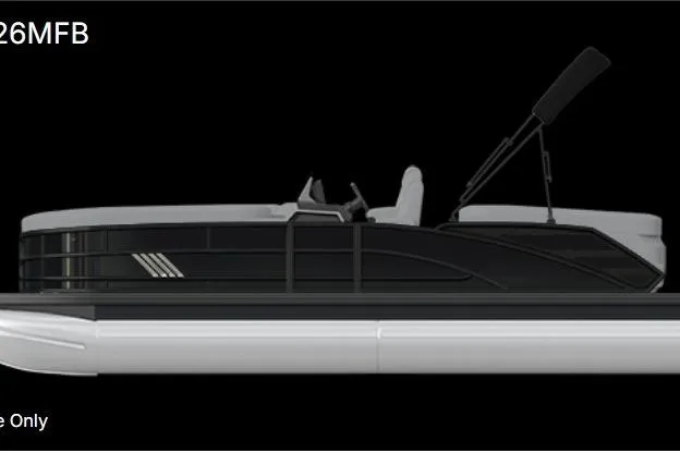 The Image of 2026 Bennington 26 MFB pontoon boat, sleek black design, side view on black background. - 1