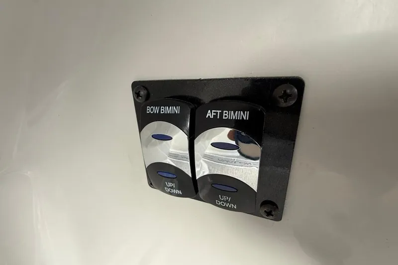 Slide: The Image of Control panel for bow and aft bimini on 2026 Avalon LSZ Versatile Rear Bench Windshield. - 27