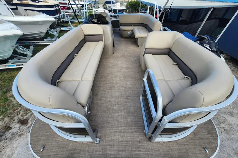 Slide: The Image of 2023 Sun Tracker Party Barge 18 DLX with spacious seating and modern design. - 6