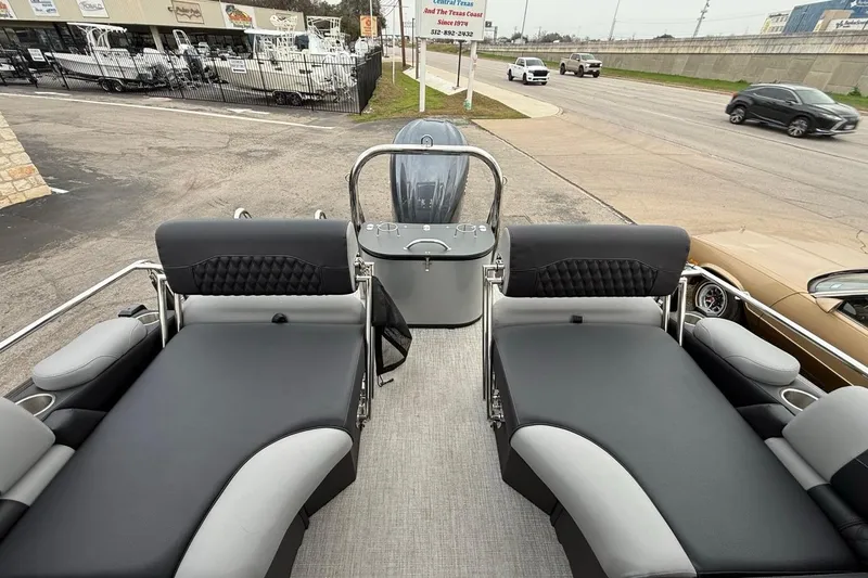 Slide: The Image of 2026 Avalon Excalibur LTD Quad Lounger Shift boat interior with luxurious seating and modern design. - 17