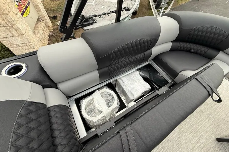 Slide: The Image of Luxurious seating with storage in 2026 Avalon Excalibur LTD Quad Lounger Shift boat. - 45