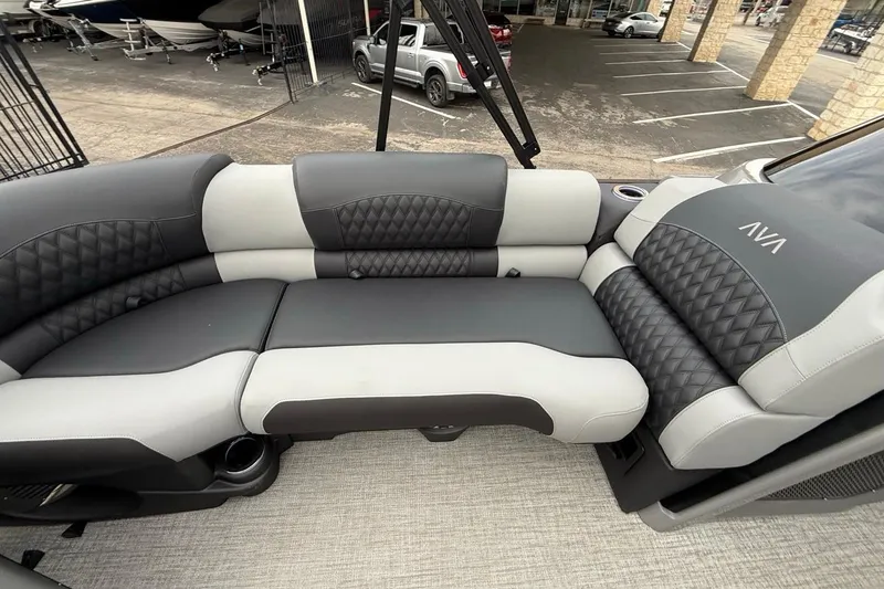 Slide: The Image of Luxurious seating in 2026 Avalon Excalibur LTD Quad Lounger Shift boat, featuring elegant design. - 47