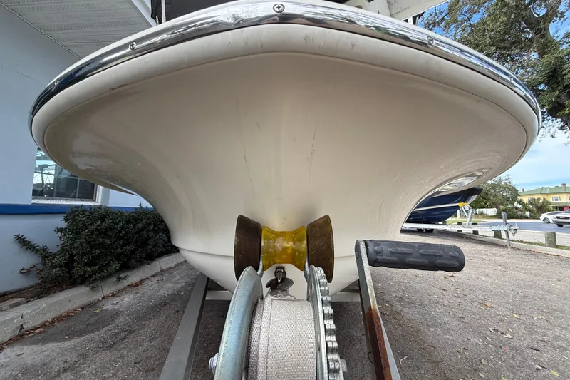 Slide: The Image of 2006 Scout 170 Costa boat on trailer, close-up of hull and winch. - 5