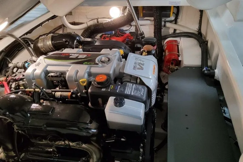 Slide: The Image of Engine compartment of 2026 Formula 270 Bowrider, showcasing modern marine engine components. - 10