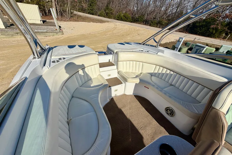 Slide: The Image of 2008 Cobalt 282 boat interior with sink, toilet, and storage area. - 19