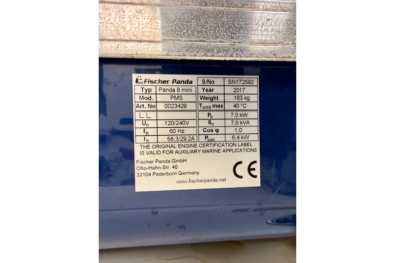 Slide: The Image of Label on Fischer Panda generator, model Panda 8 mini, for marine applications. - 55