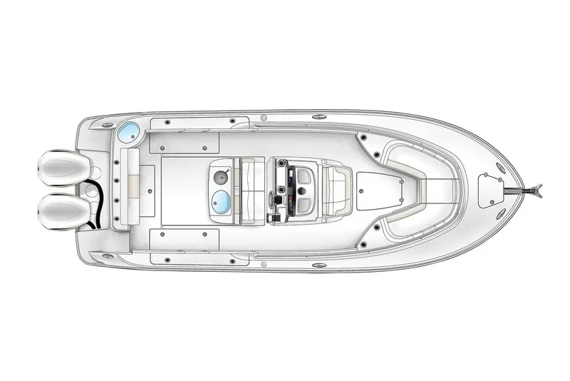 Slide: The Image of Top view of 2020 Robalo R302 Center Console boat layout. - 22