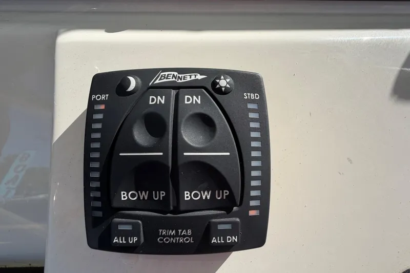 Slide: The Image of Clarion GR10BT audio system on 2025 Bulls Bay 255 Center Console boat dashboard. - 34