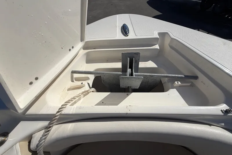 Slide: The Image of 2025 Bulls Bay 255 Center Console boat deck, featuring a clean, white surface. - 59