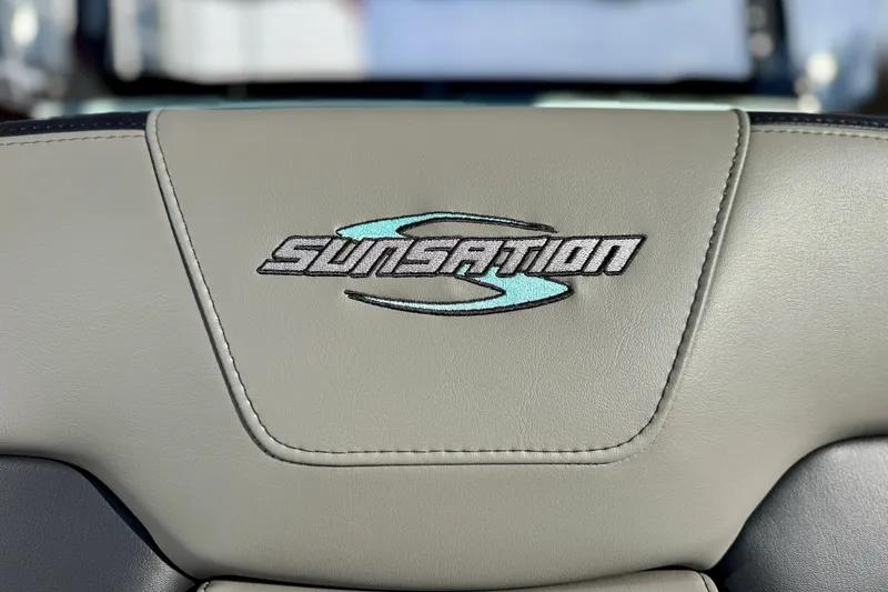 Slide: The Image of 2026 Sunsation 32 CCX logo on beige leather seat. - 20