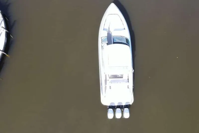 Slide: The Image of Aerial view of 2022 Formula 350 Crossover Bowrider OB on water. - 3
