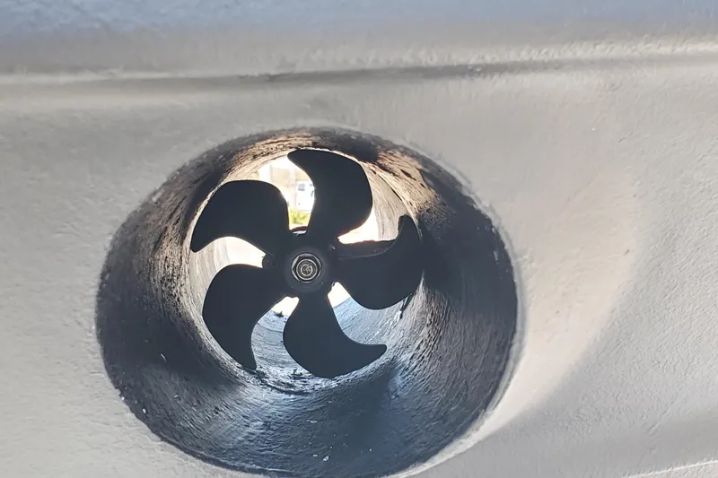 Slide: The Image of Close-up of a 2008 Ranger Tugs R-25 boat propeller inside a tunnel thruster. - 34