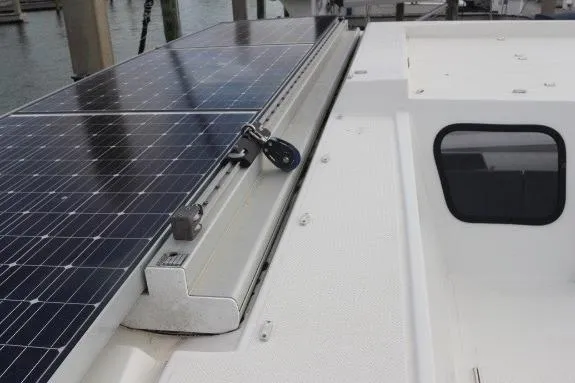 Slide: The Image of 2020 Fountaine Pajot Astrea 42 Catamaran with solar panels on deck. - 12