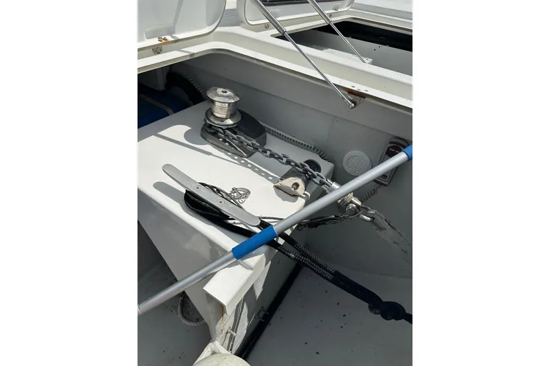 Slide: The Image of Anchor chain and winch on 2020 Fountaine Pajot Astrea 42 Catamaran deck. - 22