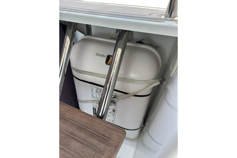 Slide: The Image of Safety equipment on 2020 Fountaine Pajot Astrea 42 Catamaran, secured with straps. - 35
