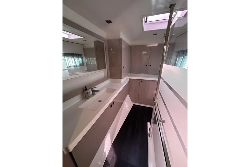 Slide: The Image of Luxurious bathroom interior of 2020 Fountaine Pajot Astrea 42 Catamaran with modern fixtures. - 62