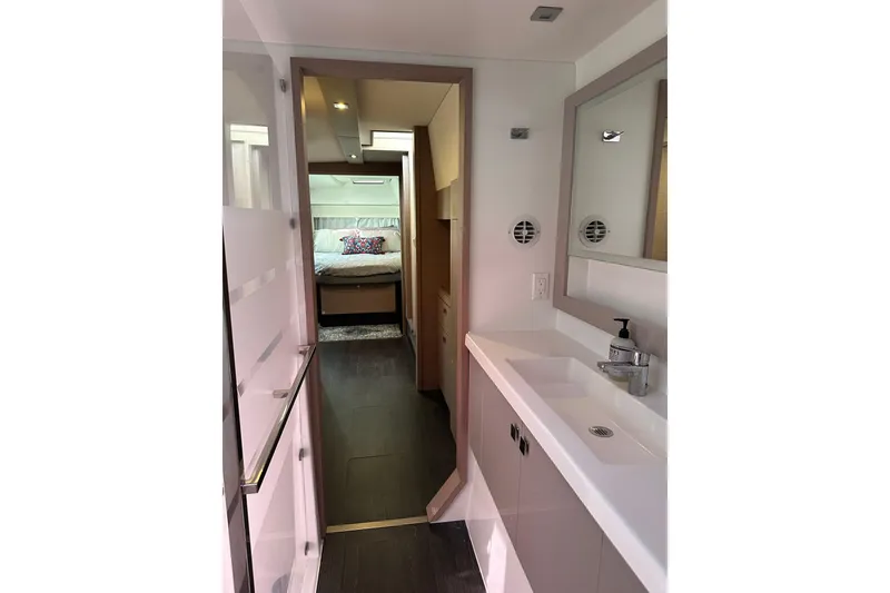 Slide: The Image of Modern bathroom interior of 2020 Fountaine Pajot Astrea 42 Catamaran, featuring sleek design and spacious layout. - 65