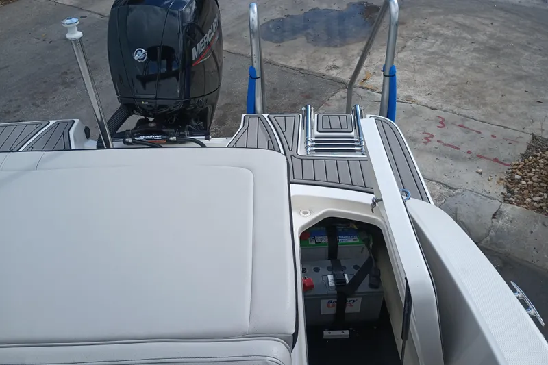 Slide: The Image of 2023 Sea Ray SPX 190 Outboard boat with Mercury engine and swim platform. - 27
