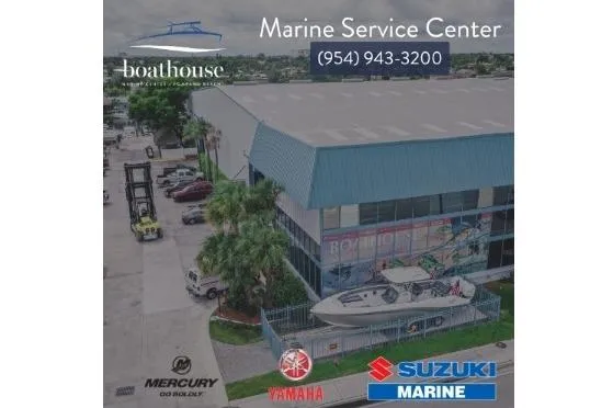 Slide: The Image of Aerial view of Marine Service Center featuring 2023 Sea Ray SPX 190 Outboard boat. - 29