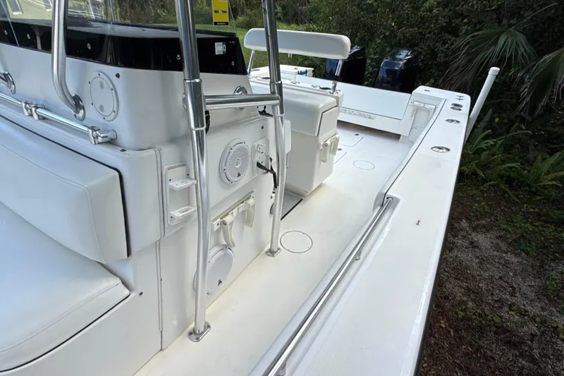 Slide: The Image of 2002 SeaCraft SC32 Master Angler boat interior with seating and storage compartments. - 35