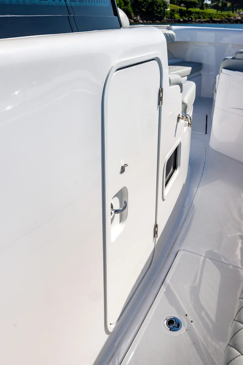 Slide: The Image of 2024 HCB 39 Speciale boat deck with storage compartment. - 40