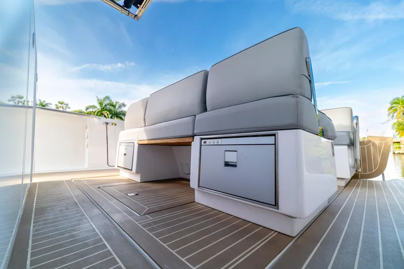 Slide: The Image of Luxurious seating on 2024 Pardo Yachts 38, featuring sleek design and comfort. - 16
