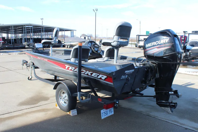 Slide: The Image of 2018 Tracker Pro Team 175 TF boat with Mercury engine on trailer. - 5