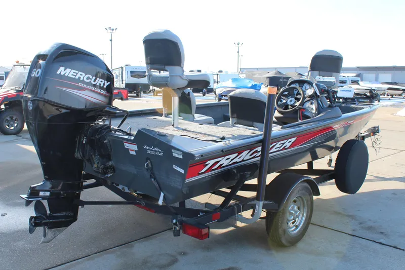 Slide: The Image of 2018 Tracker Pro Team 175 TF boat with Mercury engine on trailer. - 7