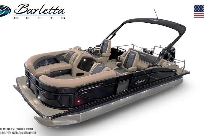 Slide: The Image of 2026 Barletta C22UC pontoon boat with luxurious seating and sleek design. - 5