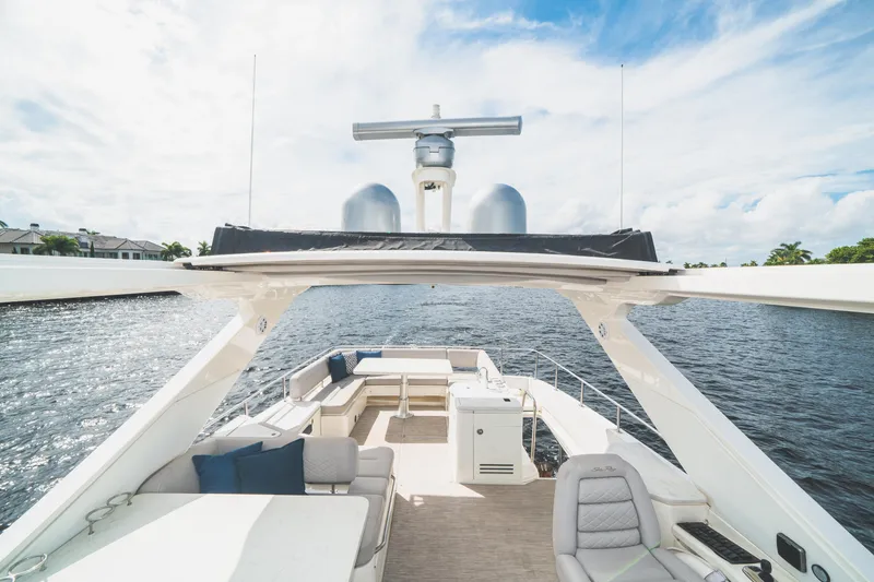 Slide: The Image of Luxurious 2017 Sea Ray L650 Fly yacht with spacious deck and scenic water view. - 15