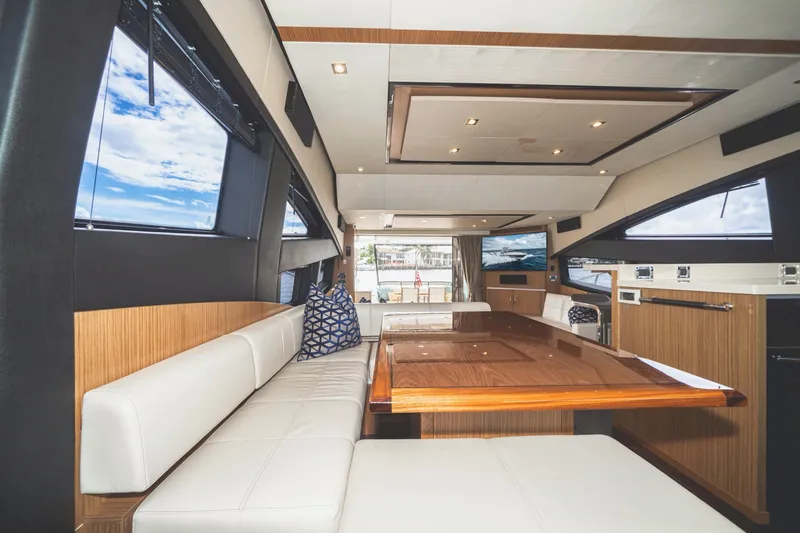 Slide: The Image of Luxurious interior of 2017 Sea Ray L650 Fly yacht with elegant seating and modern design. - 23