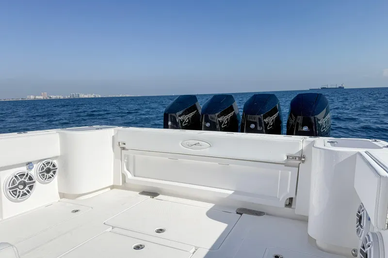 Slide: The Image of 2026 Blackwater 41 Sportfish boat with powerful engines on open sea. - 25