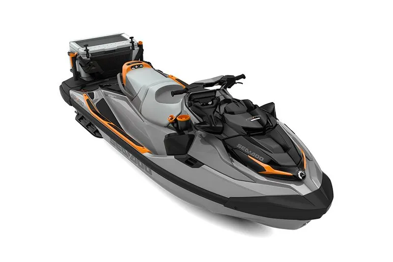 Slide: The Image of Manufacturer Provided Image: 2026 Sea-Doo Fishpro Trophy 170 jet ski in sleek gray and orange design. - 1