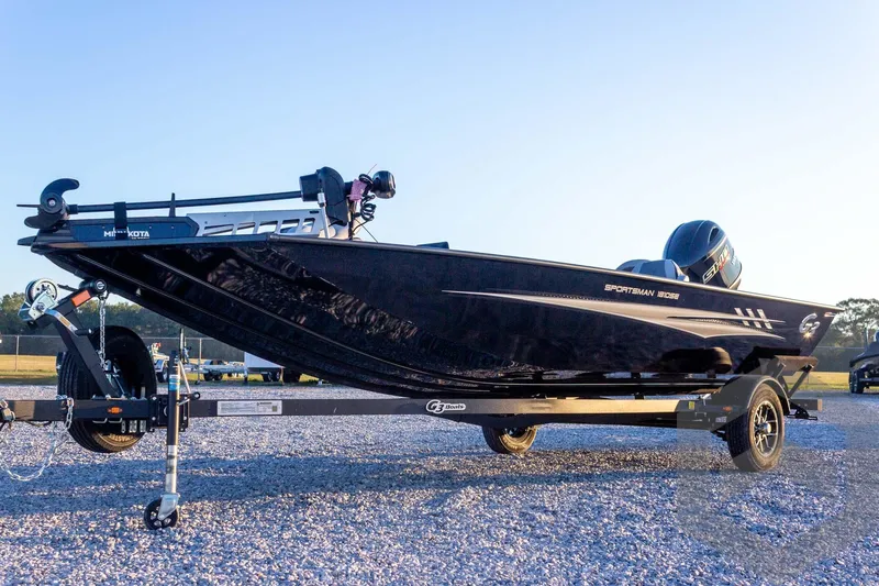 Slide: The Image of 2026 G3 Sportsman 1810 SE boat on trailer, parked on gravel. - 10