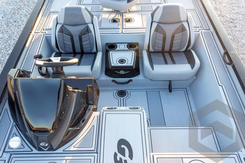 Slide: The Image of 2026 G3 Sportsman 1810 SE boat interior with sleek seats and modern dashboard design. - 22