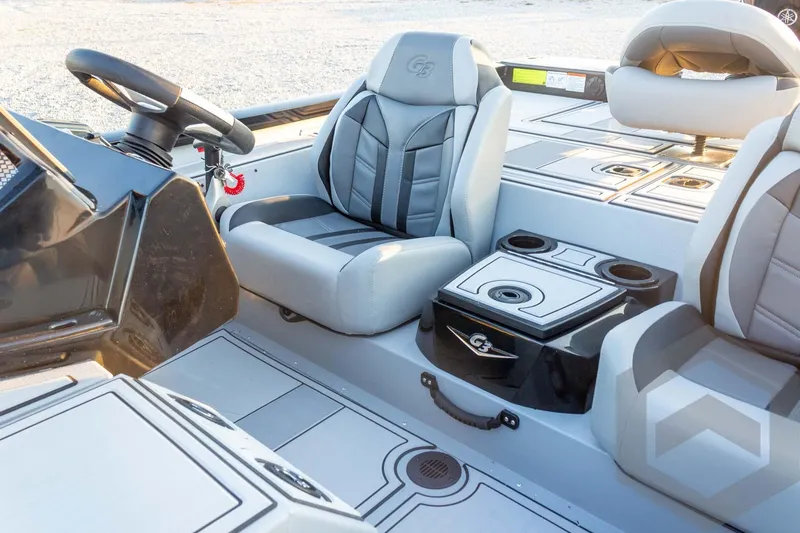 Slide: The Image of 2026 G3 Sportsman 1810 SE boat interior with modern seating and steering wheel. - 25