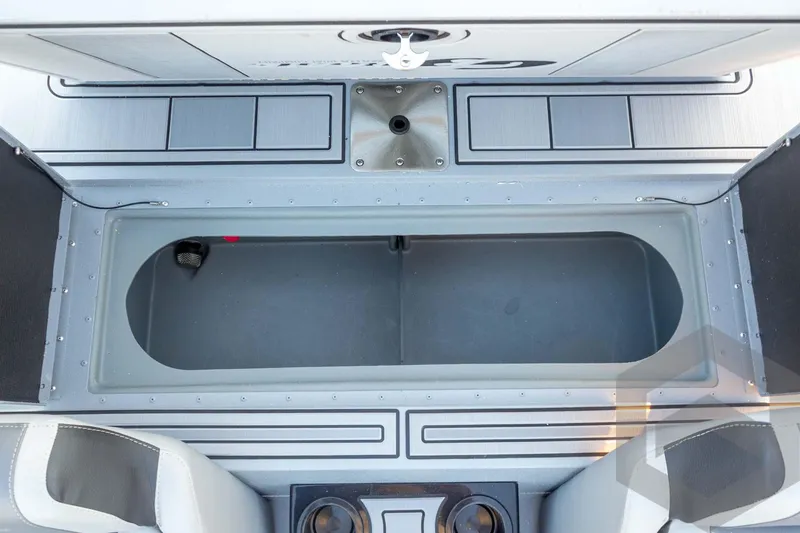 Slide: The Image of 2026 G3 Sportsman 1810 SE boat interior with storage compartment and seating. - 33