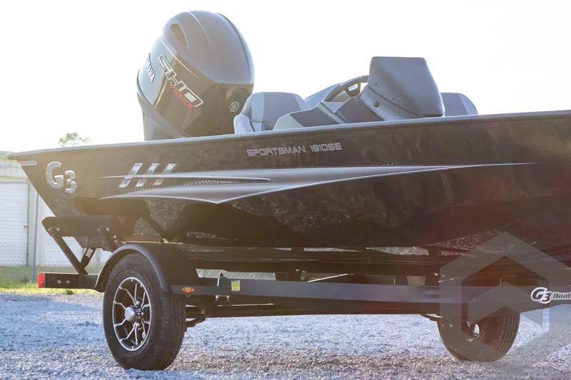 Slide: The Image of 2026 G3 Sportsman 1810 SE boat on trailer, side view, outdoors. - 4