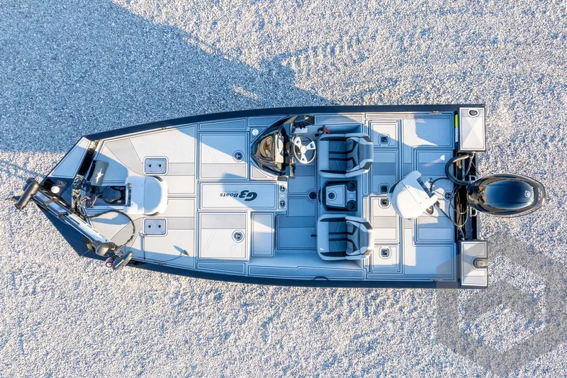 Slide: The Image of Overhead view of 2026 G3 Sportsman 1810 SE boat on gravel surface. - 40