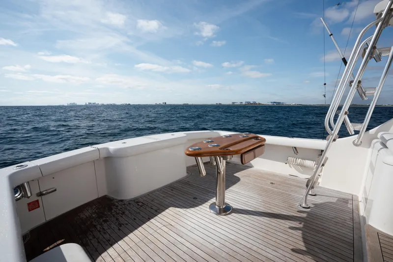 Slide: The Image of 2018 Viking 37 Billfish yacht deck with ocean view and clear sky. - 8