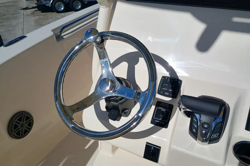 Slide: The Image of Steering console of Grady-White Fisherman 236, year 2026. - 18