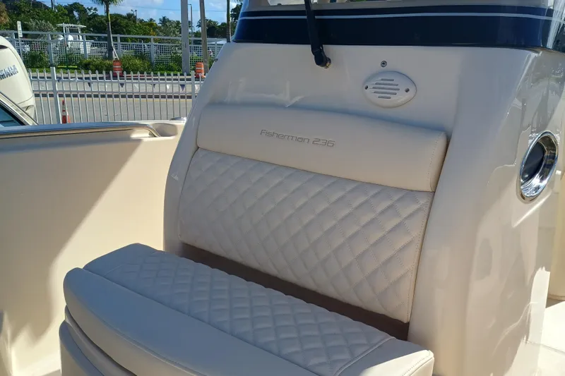 Slide: The Image of Grady-White Fisherman 236 boat seat, 2026 model, featuring quilted design. - 23