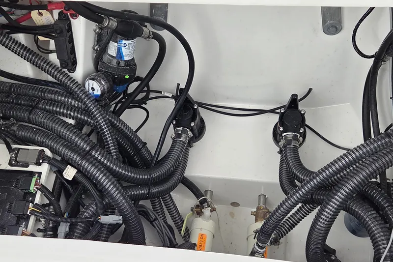 Slide: The Image of 2026 Blazer Bay Makaira 2800 boat interior with beige seating and modern design. - 9