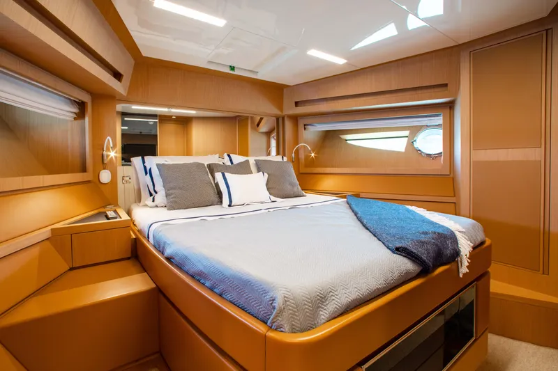 Slide: The Image of Luxurious bedroom interior of 2016 Riva 88' Florida yacht with modern design. - 20