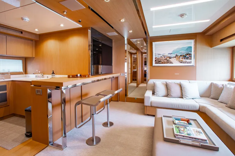 Slide: The Image of Luxurious interior of a 2016 Riva 88' Florida yacht with modern furnishings. - 6
