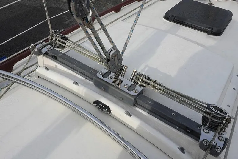 Slide: The Image of Close-up of 1978 Bristol 29.9 sailboat deck rigging and hardware. - 20